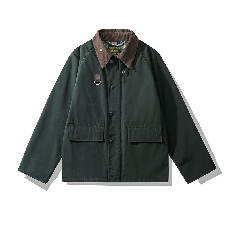 OKONKWO Waterproof Hunting Oil Wax Jacket Windbreaker SPEY Fishing Short Jacket Flying Life 2 Same 3611 dark green without wax 