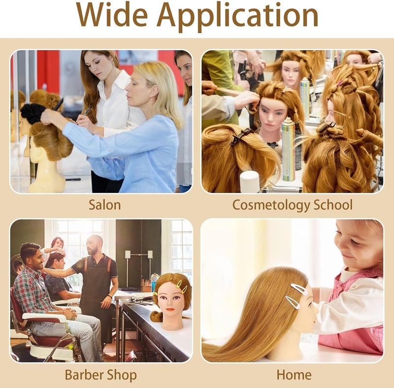 TwoWin 26"-28" Mannequin Head with 80% Real Hair – Cosmetology Training Head for Hair Braiding, Styling & Makeup Practice – Doll Head with Clamp - Image 4
