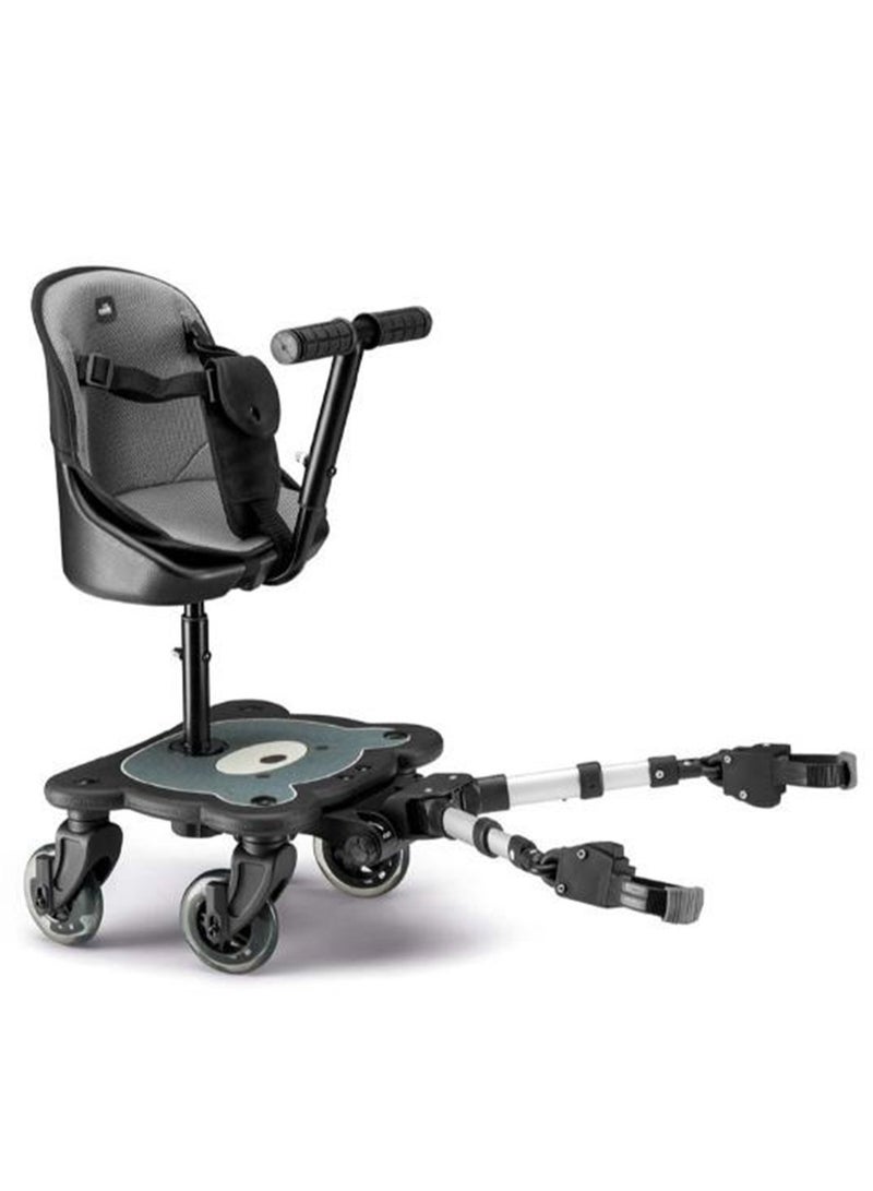 Cam - Dudu Baby Stroller Board مع مقعد يناسب عربة الأطفال أو عربة الأطفال، عالمية، مدمجة قابلة للطي، ذات عجلات، قابلة للفصل، منصة مقعد، طائرة شراعية، متوافقة حتى 15 شهرًا تقريبًا. 25 كجم - أسود - Image 3