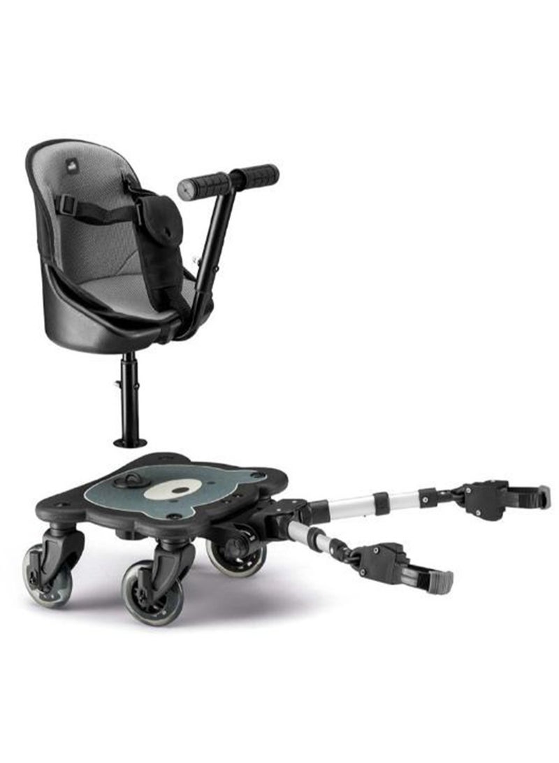 Cam - Dudu Baby Stroller Board مع مقعد يناسب عربة الأطفال أو عربة الأطفال، عالمية، مدمجة قابلة للطي، ذات عجلات، قابلة للفصل، منصة مقعد، طائرة شراعية، متوافقة حتى 15 شهرًا تقريبًا. 25 كجم - أسود - Image 4