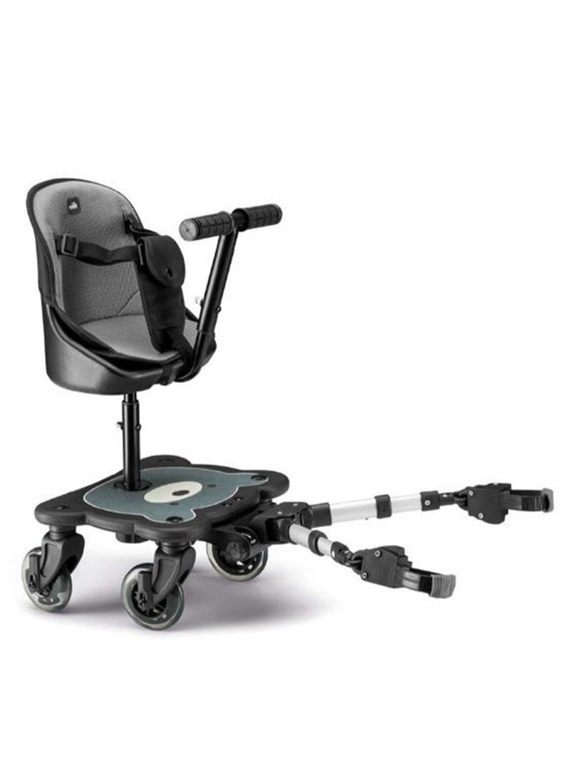 Cam - Dudu Baby Stroller Board مع مقعد يناسب عربة الأطفال أو عربة الأطفال، عالمية، مدمجة قابلة للطي، ذات عجلات، قابلة للفصل، منصة مقعد، طائرة شراعية، متوافقة حتى 15 شهرًا تقريبًا. 25 كجم - أسود - Image 1