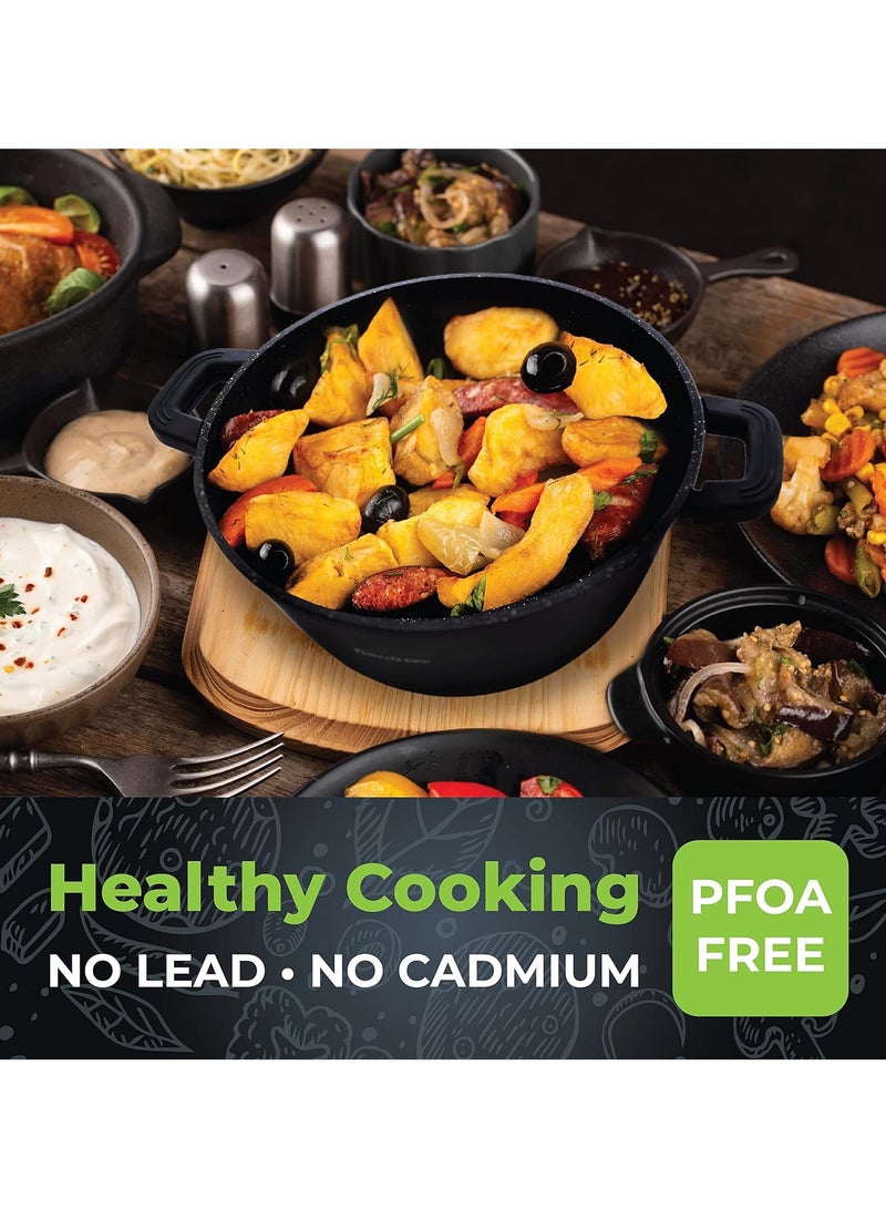 MULLER KOCH Casserole 20cm 2.2L with Glass Lid, Die-Cast Aluminum, German Non-Stick Marble Coating, PFOA-Free, Suitable for Multiple Stoves - Image 4