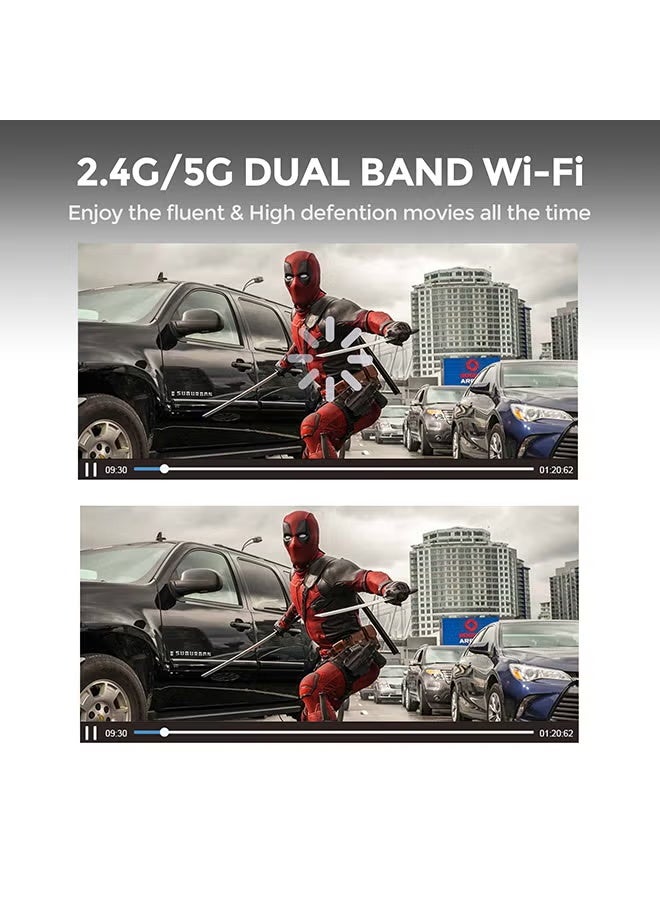 جهاز عرض صغير بتقنية الواي فاي، 5000 لومن، دقة عالية كاملة، يدعم تقنية واي فاي 5G، تركيز كهربائي، خاصية عكس الشاشة، جهاز عرض أفلام محمول للاستخدام الخارجي، يدعم بلوتوث، HDMI، USB، iOS، وأندرويد - Image 3