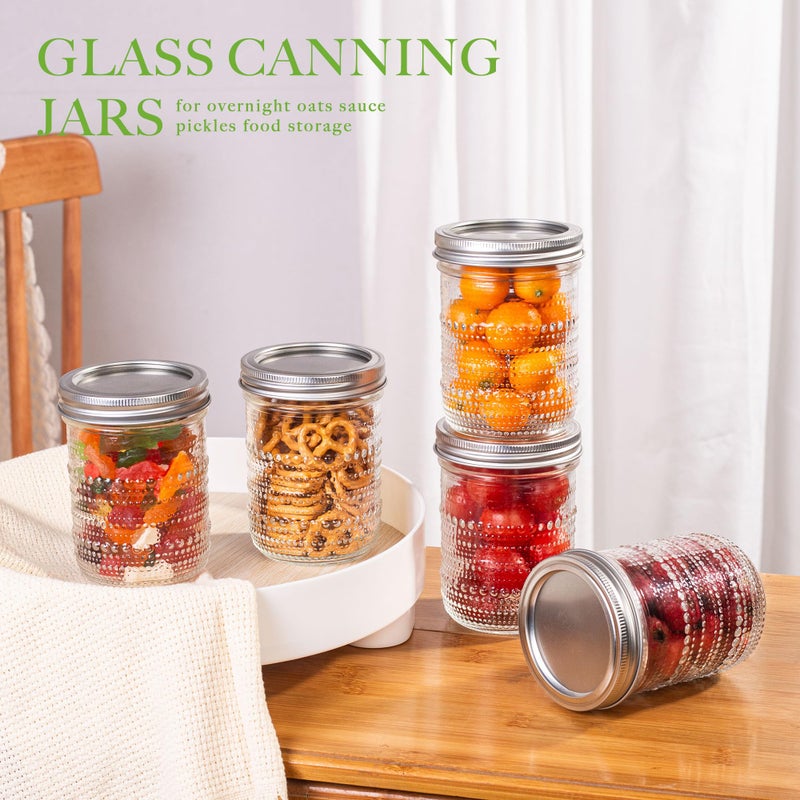 WACOI Mason Jars 16 Oz with Lids 6 Packs, Vintage Wide Mouth Glass Canning Jar for Pickling, Fermenting, Storing, Canning, Home Decor, Salad Jam and DIY Crafts - Image 4