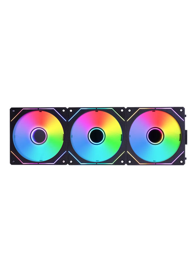 Play Jia Wanji Xingchen Pro Building Block Fan, Black Forward Three-pack, 12cm Water-cooled Case Fan Module, Wireless Splicing/argb Synchronized Lighting/pwm Temperature Control - Image 5