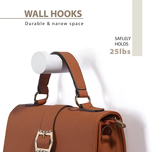 FANATU Wooden Coat Hook Wall Mounted (4 Packs) Hat Hooks, Single Coat Hat Rack Wall Mount, Wood Coat Hanger for Hanging Hat, Towel, Bag, Rope (White, 3" Set 4) - Image 3