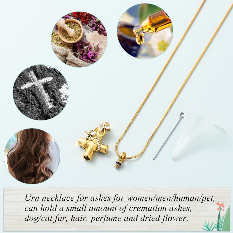 Imrsanl Butterfly Cross Urn Necklace for Ashes Men Women Cremation Jewelry Ashes Pendant for Human Memorial Ash Jewelry (Gold) - Image 5