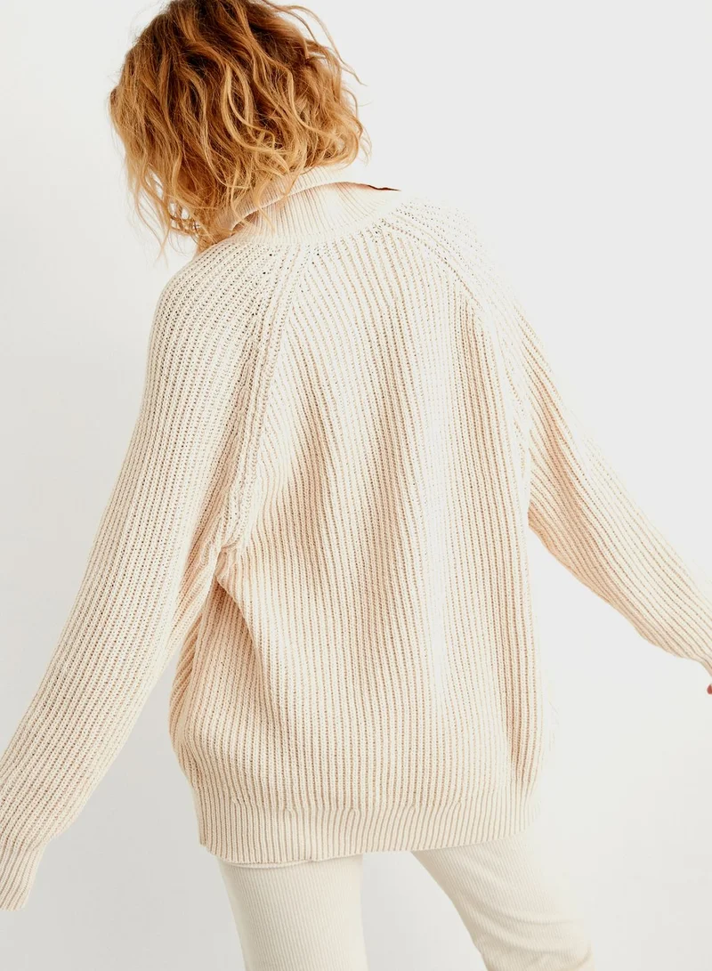 Aerie Polo Neck Knitted Sweater