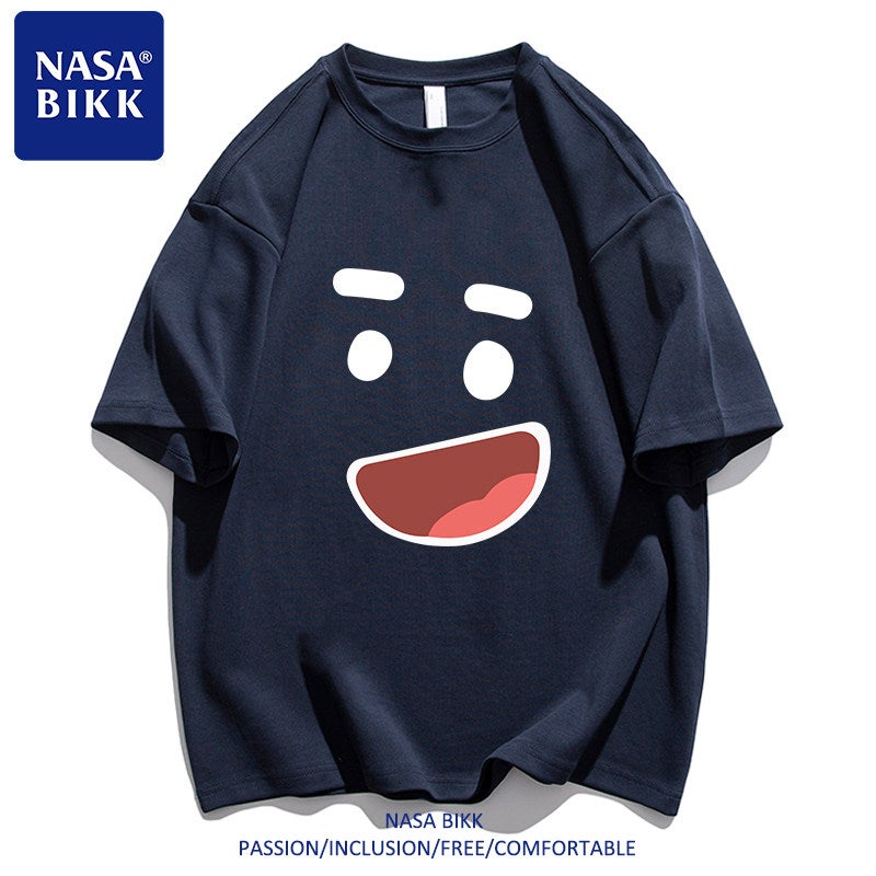 Trendy brand T-shirt pure cotton ins summer American print male and female couple versatile trendy round neck loose half-sleeved short-sleeved - Image 3