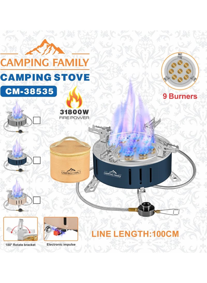 CAMPING FAMILY - Family 31800W Camping Gas Stove With 9 Burners - Image 1