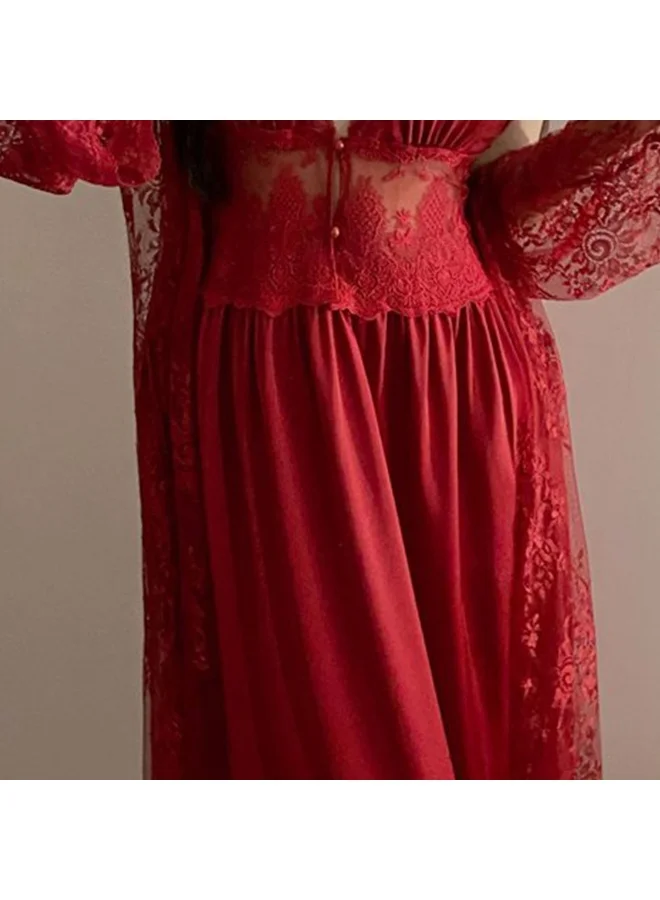 Caprisious Elegant Lace Nightgown and Robe Set – Soft & Comfortable Women’s Sleepwear