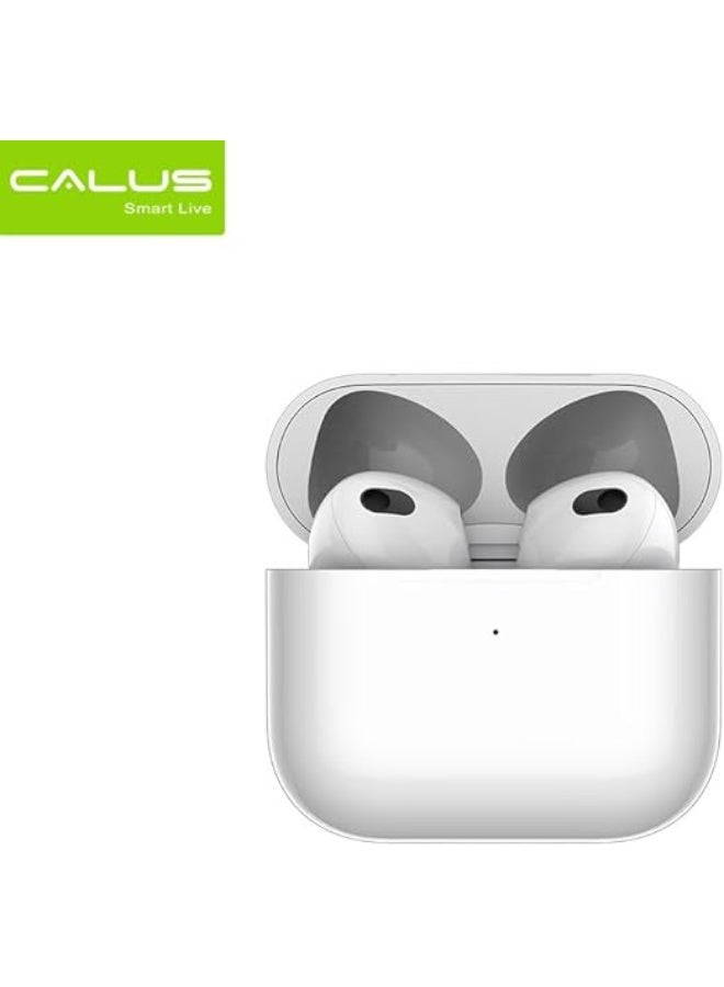 كالوس سماعات أذن لاسلكية Calus AIR P4، سماعات أذن ذكية تعمل باللمس مع حافظة شحن لاسلكية Qi، سماعات بلوتوث، ميكروفون للمكالمات الواضحة، أبيض - Image 1