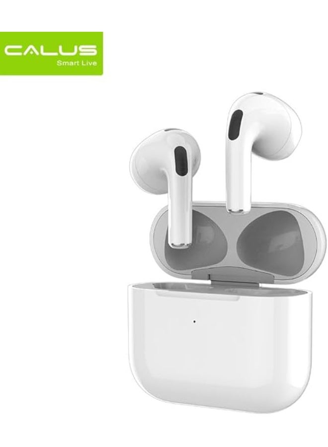 كالوس سماعات أذن لاسلكية Calus AIR P4، سماعات أذن ذكية تعمل باللمس مع حافظة شحن لاسلكية Qi، سماعات بلوتوث، ميكروفون للمكالمات الواضحة، أبيض - Image 4