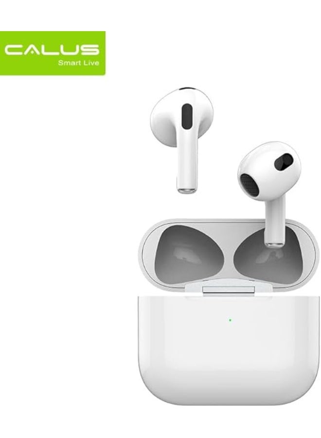 كالوس سماعات أذن لاسلكية Calus AIR P4، سماعات أذن ذكية تعمل باللمس مع حافظة شحن لاسلكية Qi، سماعات بلوتوث، ميكروفون للمكالمات الواضحة، أبيض - Image 2