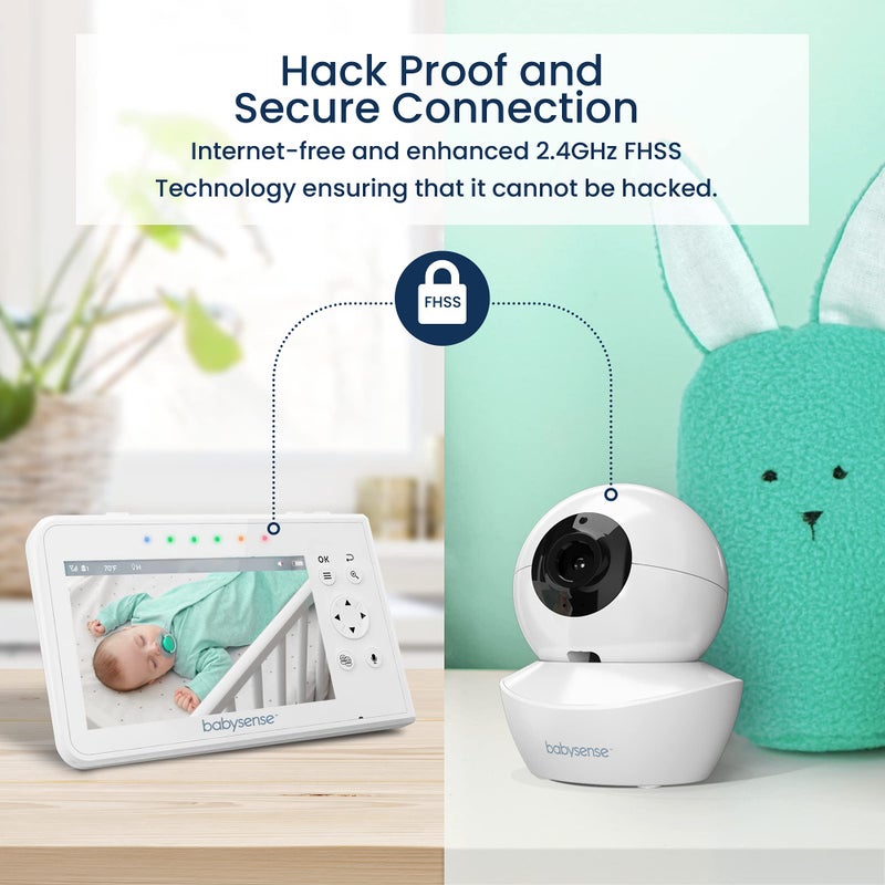 Babysense Baby Monitor with 2 Cameras and Audio 4.3", Non WiFi Baby Monitor, Dual Split Screen, Portable Double Sleep Video Monitor, Auto Night Vision & Light, Lullabies & White Noise, Two-Way Audio - Image 5