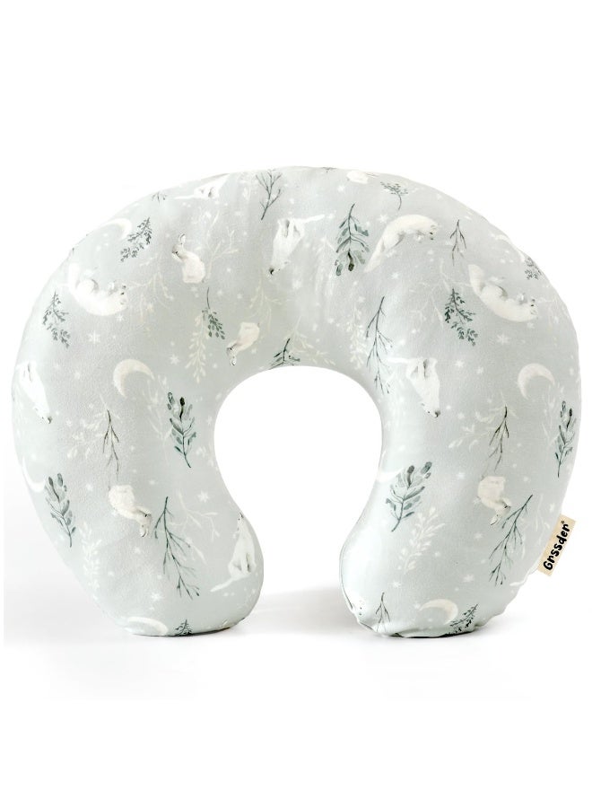 GRSSDER غطاء وسادة الرضاعة GRSSDER، غطاء وسادة رضاعة مريح وناعم للغاية، يناسب معظم وسائد دعم الرضاعة، غطاء وسادة مريح وآمن، ذئب ثلجي - Image 1