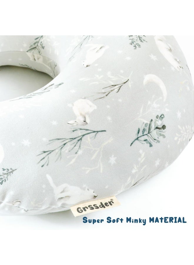 GRSSDER غطاء وسادة الرضاعة GRSSDER، غطاء وسادة رضاعة مريح وناعم للغاية، يناسب معظم وسائد دعم الرضاعة، غطاء وسادة مريح وآمن، ذئب ثلجي - Image 5