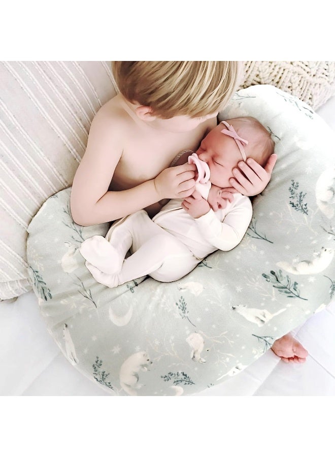 GRSSDER غطاء وسادة الرضاعة GRSSDER، غطاء وسادة رضاعة مريح وناعم للغاية، يناسب معظم وسائد دعم الرضاعة، غطاء وسادة مريح وآمن، ذئب ثلجي - Image 3