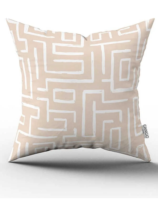 Cango Home Double Sided Cream White Bohemian Scandinavian Geometric Patterned Digital Printed Throw Pillow Cover CGH1203