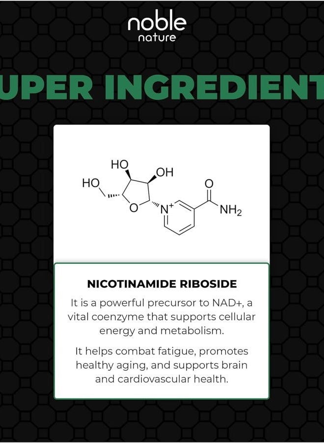 noble nature NAD+ 2000mg - Nicotinamide Riboside Adenine Dinucleotide NAD Booster- 90 Veg Capsules - 30 Days Supply - Image 4