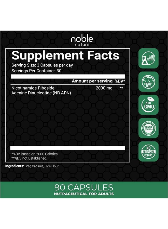noble nature NAD+ 2000mg - Nicotinamide Riboside Adenine Dinucleotide NAD Booster- 90 Veg Capsules - 30 Days Supply - Image 2