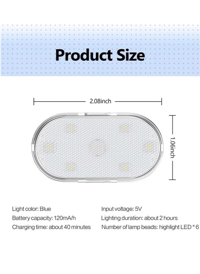 Car LED Lights, Interior Portable Small Incar LED Touch Lights with 6 Bright LED Lamp Beads, USB Rechargeable Lighting Light Car Emergency Light - Image 2