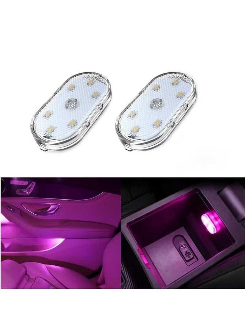 Car LED Lights, Interior Portable Small Incar LED Touch Lights with 6 Bright LED Lamp Beads, USB Rechargeable Lighting Light Car Emergency Light - Image 1