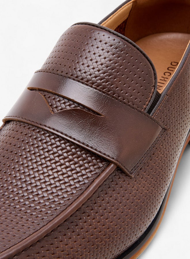 DUCHINI Men's Textured Slip-On Loafers  - Image 4