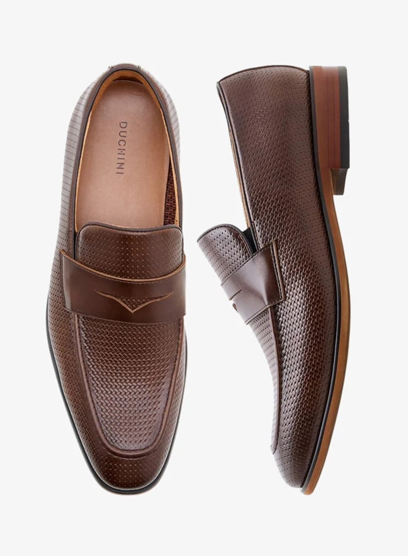 DUCHINI Men's Textured Slip-On Loafers