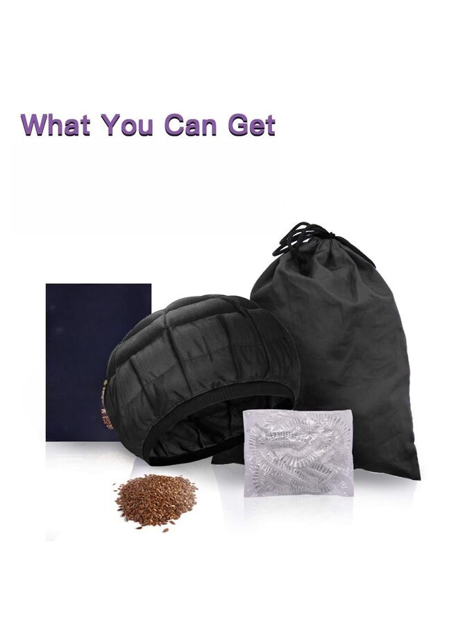 Deep Conditioning Heat Cap Cordless Cotton Flaxseed Seed Interior Microwave Steam Hot Cap for Deep Conditioning Curly Hair, Drying, Styling(Color:Black) - Image 4