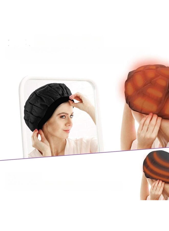 Deep Conditioning Heat Cap Cordless Cotton Flaxseed Seed Interior Microwave Steam Hot Cap for Deep Conditioning Curly Hair, Drying, Styling(Color:Black) - Image 5