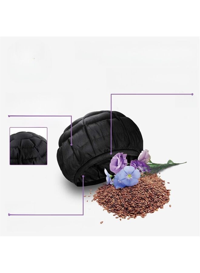 Deep Conditioning Heat Cap Cordless Cotton Flaxseed Seed Interior Microwave Steam Hot Cap for Deep Conditioning Curly Hair, Drying, Styling(Color:Black) - Image 2