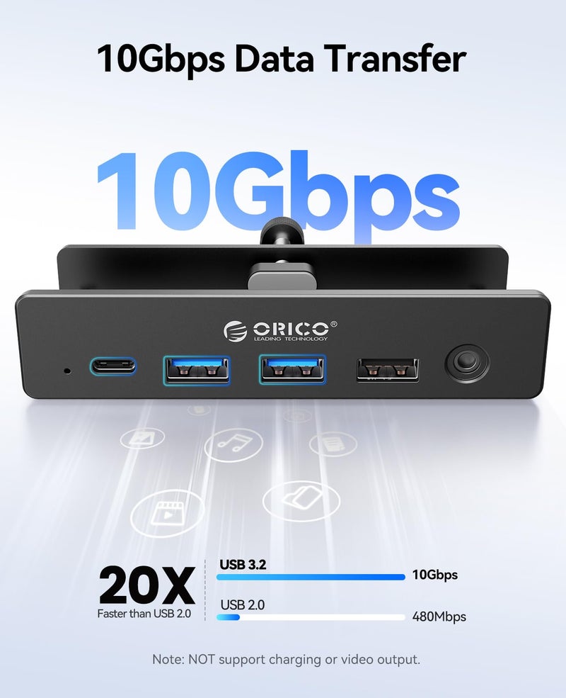 ORICO Clip Docking Station, 8-in-1 Clamp USB C Hub with 4K@60Hz HDMI, 100W PD, Gigabit Ethernet, 4xUSB Port, AUX, 10Gbps Clamp Docking Station for Laptop, MacBook, PC (Adapter Not Included) - Image 4