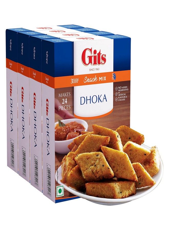 Gits Instant Dhoka Snack Mix, Makes 24 Pieces, Pure Veg, Indian Snack Mix, 800g (Pack of 4, 200g Each)