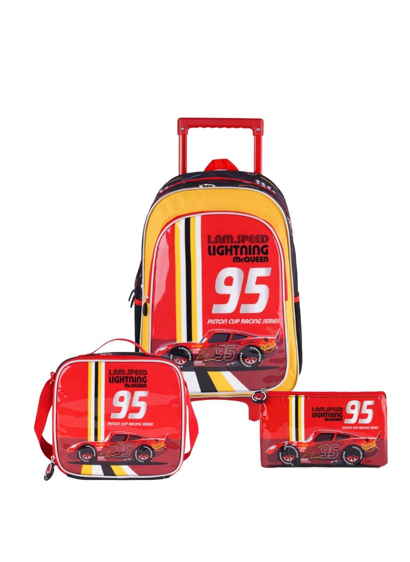 Disney - 5-Piece Lightning McQueen School Bag Set with Adjustable Straps Red and Yellow - Image 1