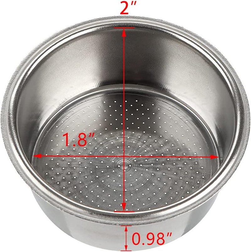 51mm Non-Pressurized Stainless Steel Espresso Filter Basket, Single Wall Cup Replacement for DeLonghi EC155M EC221, Fits 49mm Tamper  - Image 2