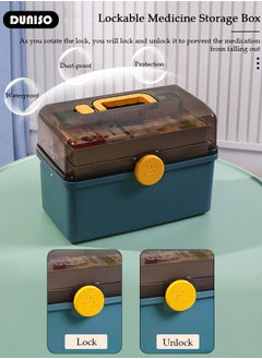DUNISO Family Medicine Storage Box Container, 3 Layers Folding First Aid Box Organizer with Locking Lid Handle, Multipurpose Durable Craft Tool Case Plastic Professional Emergency Bin for Home Travel Car Camping Office  - Image 3