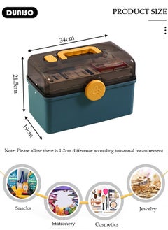 DUNISO Family Medicine Storage Box Container, 3 Layers Folding First Aid Box Organizer with Locking Lid Handle, Multipurpose Durable Craft Tool Case Plastic Professional Emergency Bin for Home Travel Car Camping Office  - Image 4