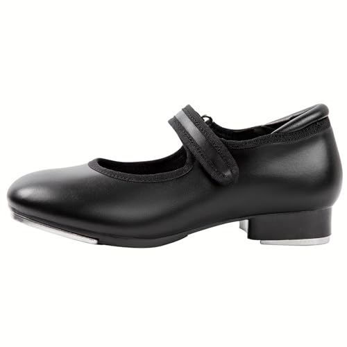 Linodes Easy Strap Tap Shoe Dance Flats for Girls and Boys (Toddler/Little Kid/Big Kid)-Black Matte-1M-Little Kid - Image 3