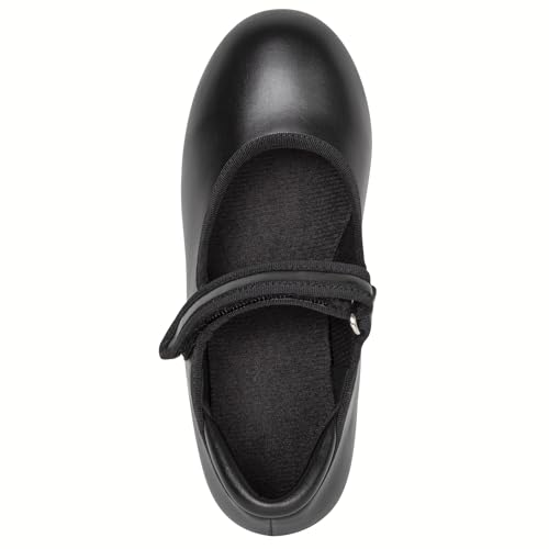 Linodes Easy Strap Tap Shoe Dance Flats for Girls and Boys (Toddler/Little Kid/Big Kid)-Black Matte-1M-Little Kid - Image 2