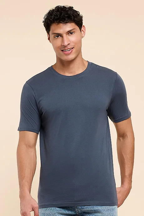 R&B Solid T-Shirt with Crew Neck and Short Sleeves