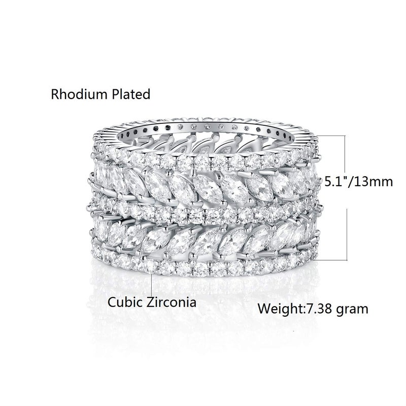 Gemsme 14K Gold Plated Marquise Cubic Zirconia Eternity Statment Ring for Women (9) - Image 2