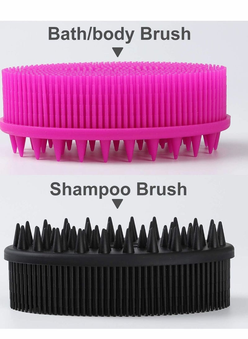 SYOSI 2Pcs Upgrade 2 in 1 Bath and Shampoo Brush, Silicone Body Scrubber for Use in Shower, Exfoliating Body Brush, Premium Silicone Loofah, Head Scrubber, Scalp Massager/Brush, Wet and Dry, Easy to Clean - Image 5