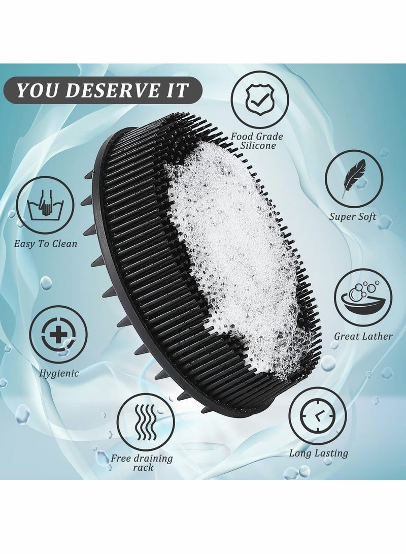 SYOSI 2Pcs Upgrade 2 in 1 Bath and Shampoo Brush, Silicone Body Scrubber for Use in Shower, Exfoliating Body Brush, Premium Silicone Loofah, Head Scrubber, Scalp Massager/Brush, Wet and Dry, Easy to Clean - Image 3
