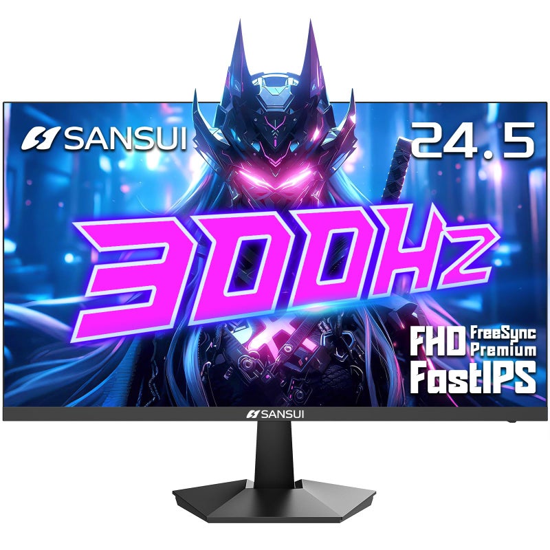SANSUI Gaming Monitor, 24.5" 300hz 240hz FHD 1080P 1ms FPS PC Monitor Gaming, HDR, FreeSync, DisplayPort x2 HDMI x2, Fast IPS, 120% sRGB, Audio Jack, VESA Support, Desktop Compatible(ES-G25X1 PRO) - Image 1
