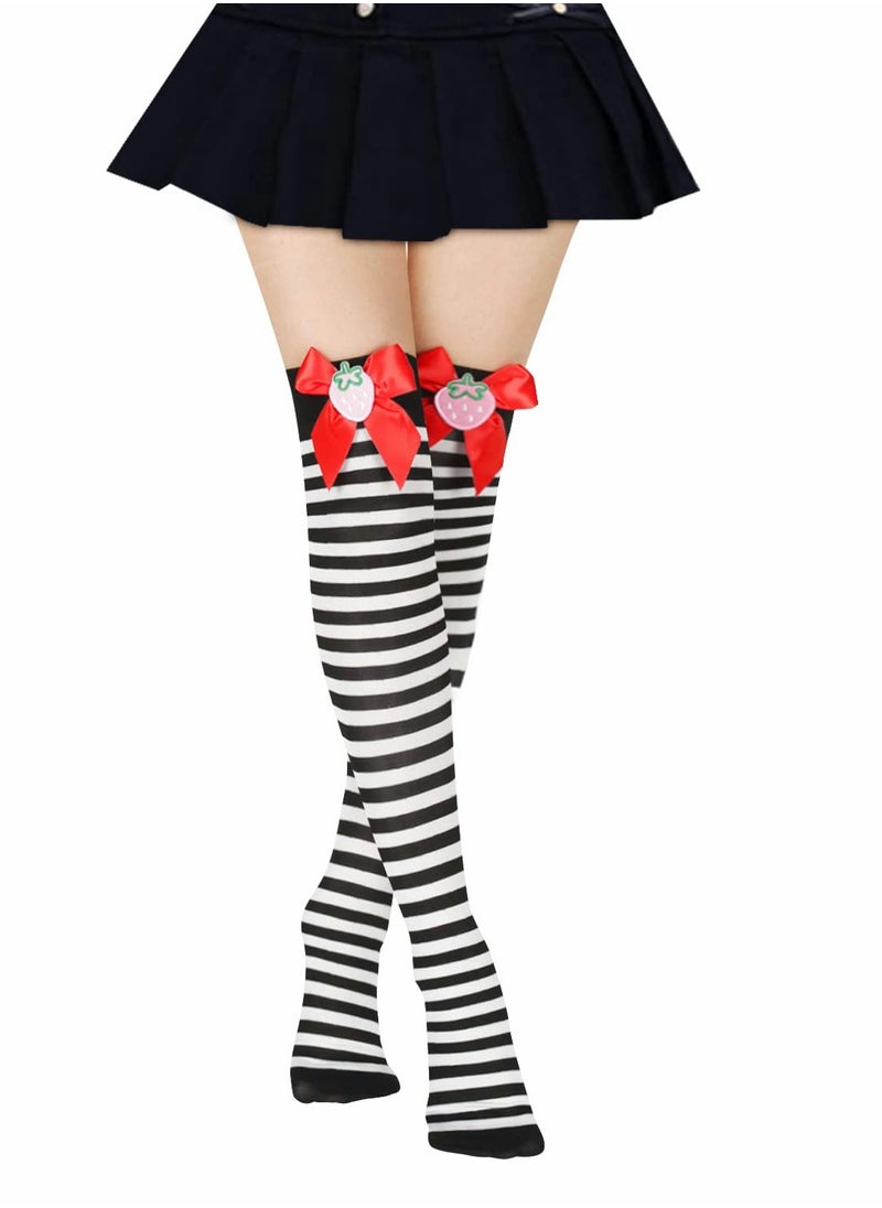 Excefore - Womens Thigh High Socks Argyle Girls Novelty Striped Over the Knee Funny Crazy Long Stockings Cosplay Leg Warmers - Image 1