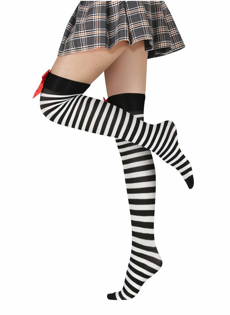 Excefore - Womens Thigh High Socks Argyle Girls Novelty Striped Over the Knee Funny Crazy Long Stockings Cosplay Leg Warmers - Image 1