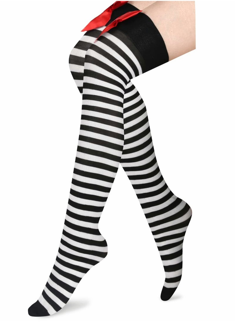Excefore - Womens Thigh High Socks Argyle Girls Novelty Striped Over the Knee Funny Crazy Long Stockings Cosplay Leg Warmers - Image 1