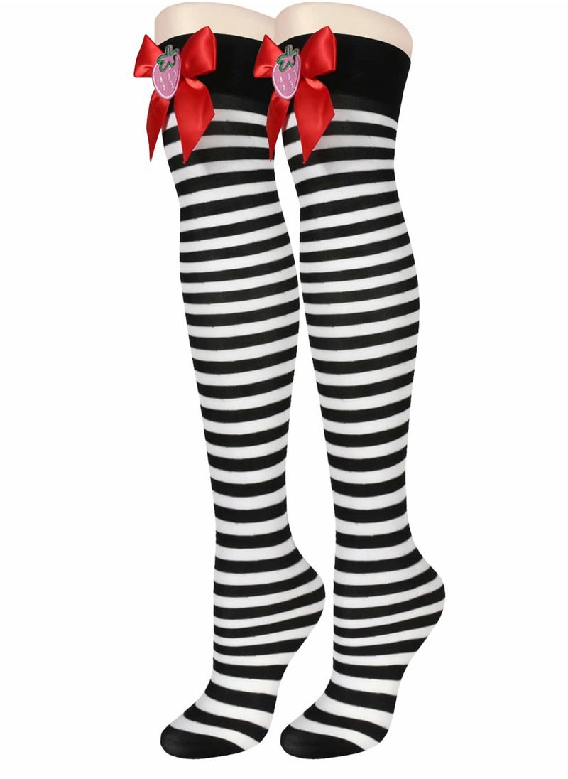 Excefore - Womens Thigh High Socks Argyle Girls Novelty Striped Over the Knee Funny Crazy Long Stockings Cosplay Leg Warmers - Image 1