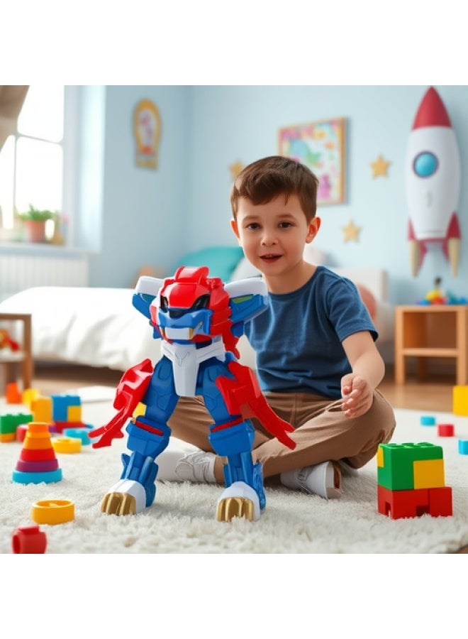لعبة التحول العميل الصغير هدية للأولاد Madness Lion King Mecha Fusion Dinosaur Super Beast King Power ثلاثة في واحد اللون: The Rhino King Xiao Ao The Beast King Mecha - Image 2